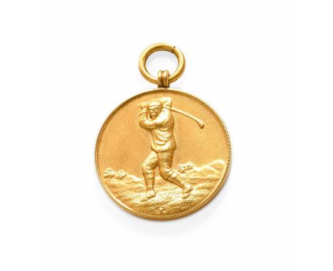 A George V Gold Medal, by Fattorini and Sons Ltd., Birmingham, 1911, 9ct, circular, the front stamped with a golfer, the back