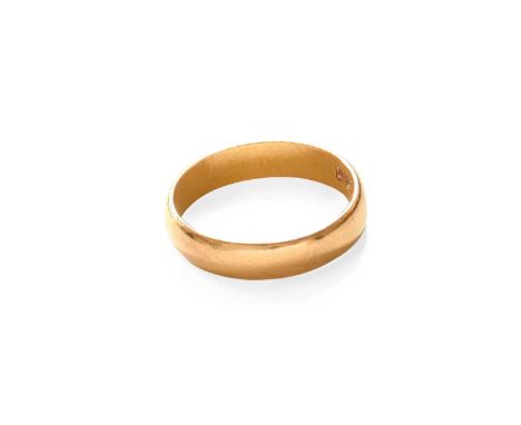 A 22 Carat Gold Band Ring, finger size JGross weight 3.2 grams.