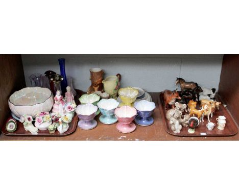 Beswick Koalas, Foals, Foxes, Ayreshire Calf, Highland Calf, etc, together with Maling sundae dishes, Royal Doulton ''Ruby'',