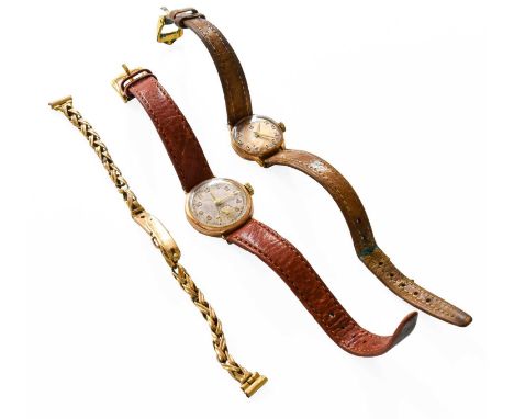 A Lady's 9 Carat Gold Omega Wristwatch, another Lady's 9 Carat Gold Wristwatch and a 9 Carat Gold Watch Bracelet, (3)Gross We