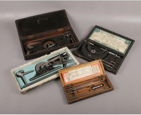 A collection of Moore &amp; Wright engineering tools, to include micrometers, combination set etc.  