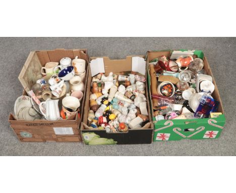 Three boxes of miscellaneous, to include a collection of ceramic cruet sets, Coalport, Grindley etc.  