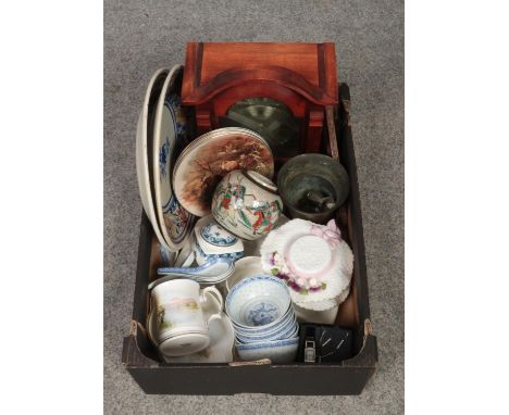 A box of miscellaneous, to include Aynsley, Poole, clock, ginger jar etc.  