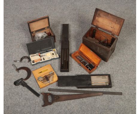 A collection of engineering tools, to include micrometers, Dormer taper pin reemers etc.  