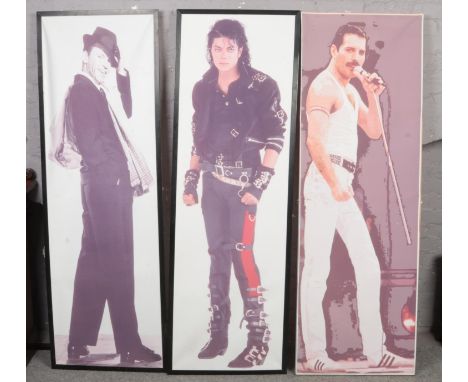 Three large canvas pictures to include Freddie Mercury, Michael Jackson and Frank Sinatra.  