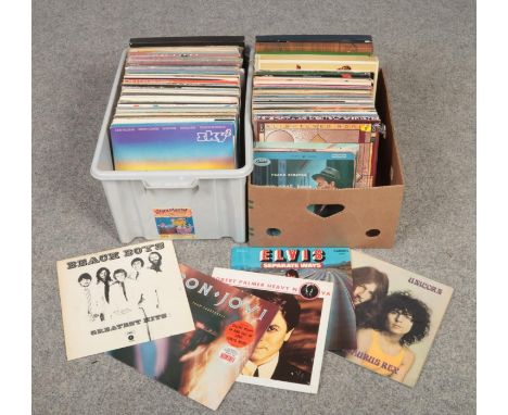 Two boxes of LP records, to include Tyrannosaurus Rex, Elvis, The Beach Boys etc.  