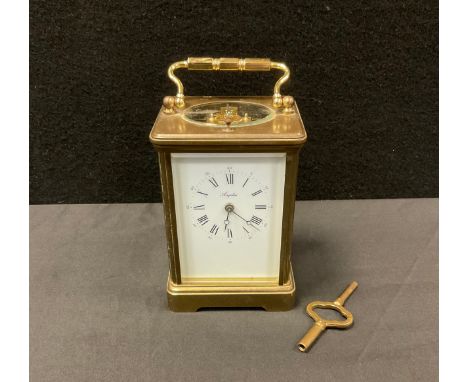 An early 20th century Angelus repeating carriage clock, white dial, bold Roman numerals, platform escapement, 17.5cm high, 9c