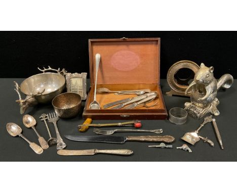 Silver &amp; silver-plate - a silver easel stand photograph frame, Sheffield 1925;  another smaller;  novelty silver plated S