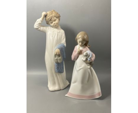 2x Nao by Lladro figure to include bedtime boy and girl 