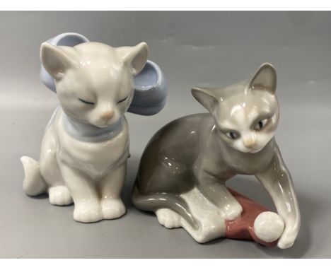 2x Nao by lladro cat figures both in good condition 