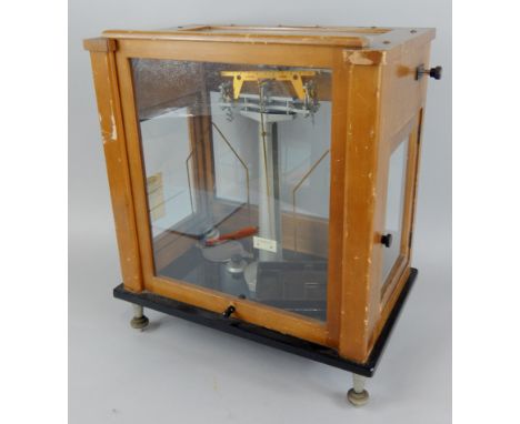 A model CB6 Stanton instrument scales, in glazed case, 39cm wide
