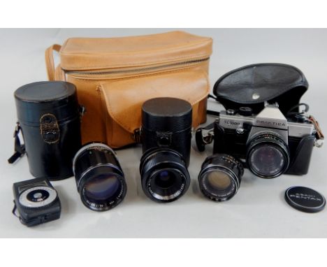 A Praktica Super TL1000 camera and various lens, etC