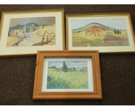 Len Croasdale, Abandoned Queensland, Australia and another, watercolours, a pair, 25cm x 30cm and a print (3)