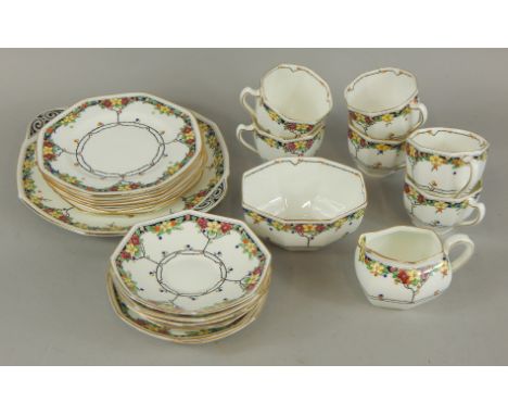 A Royal Doulton Arvon part tea service, to include a serving plate, 19cm wide, sugar bowl, cups, saucers etC (a quantity)