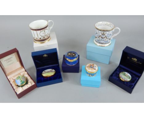 Various enamel boxes, to include a Crummles Millennium 2000 Woodhall Spa golf club, other examples by Halcyon Days, Staffords