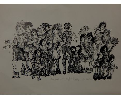 Pat Cooke (1935-2000)  All Good Wishes to Fred Smedley, artist signed and titled monochrome print and other ephemera, 25.5cm 