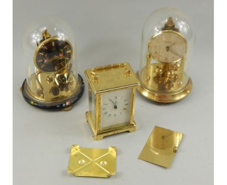 Three small clocks, to include two Anniversary clocks and a brass carriage clock (AF)