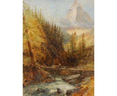 Benjamin J M Donne (1831-1928).  Matterhorn, landscape, watercolour, signed and dated 1870, 34cm x 25cm