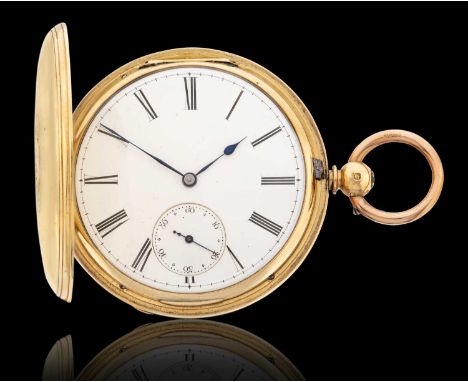 single fusee lever movement signed and numbered 65861, split bimetallic balance, enamel dial with Roman numerals, seconds dia