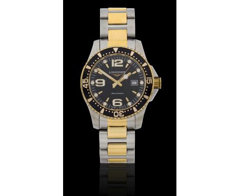 quartz battery driven movement, black dial with Arabic and dagger markers, date aperture, protected screw down crown, rotatin