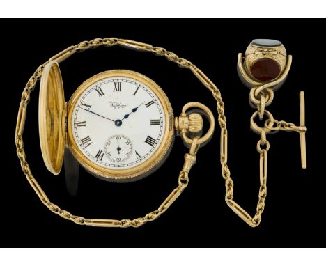 manual wound lever movement signed and numbered 18767587, enamel dial with Roman numerals, seconds dial, case maker's mark AL