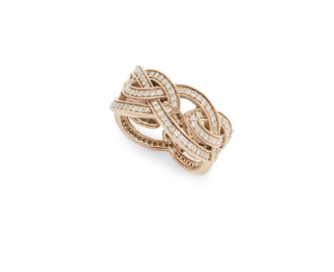  Clogau: A Welsh 9ct rose gold and diamond dress ring  Of pierced Celtic pattern, set with small round brilliant-cut diamonds