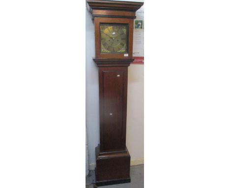 A Georgian oak cased 8 day longcase clock. The dial  having gilt metal spandrels, Roman numerals and signed Honeybone, Wanbor