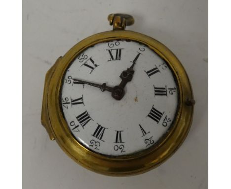 Late 18th century patch box modelled as a watch with enamelled dial. 