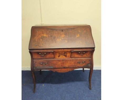 Dutch mahogany and marquetry inlaid writing bureau circa late 18th/early 19th century, the fall front decorated with inlaid w