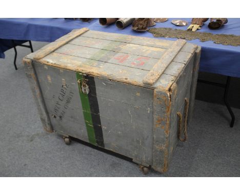 THE PAINTED D'Oyly CARTE PINE TRUNK, the toped with named inscription Princess Ida, 110cm long x 70cm wide x 82cm deep.
