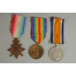 WILLIAM H. BAKER 1914 - 1920. Service Europe. R. A. LIGHT INF. TRIO with ribbons. Two not named 1914