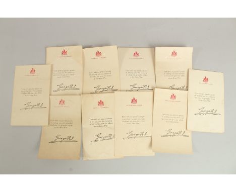 TEN MEMORIAL CARDS FROM GEORGE R., BUCKINGHAM PALACE.