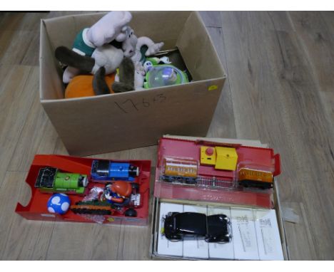 Mixed collection of toys, soft toys, Wallace & Gromit, Buzz Light Year, die cast vehicles etc