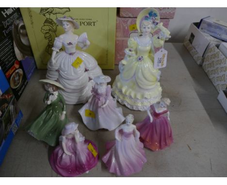 Collection of Coalport figurines - First Visit, Autumn Bell, Sarah Jane, The Garden Party, Debutant Any, Lucy and In Love