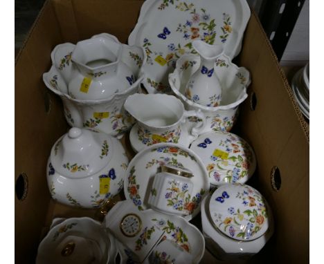 Box of Aynsley cottage garden pattern planters, vases, trinket dishes etc