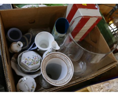 Collection of Aynsley cottage garden trinket boxes, vase etc,  Wedgwood Jasperware, glass vase etc