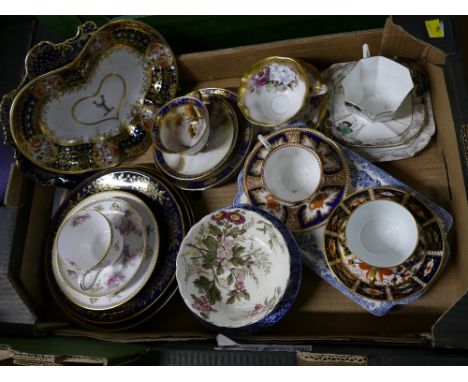 Royal Crown Derby cups and saucers, Noritake cup, saucer and plate, 19th century bowls and decorative plates 