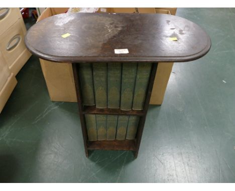 Edwardian bookcase/occasional table with copies of children's encyclopedia 