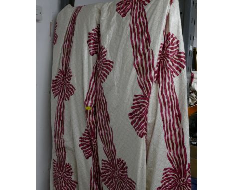 Large vintage cream and red curtains