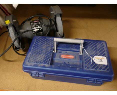 150 mm bench grinder and small toolbox of tools