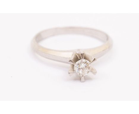 A diamond and platinum solitaire ring, comprising a round brilliant cut diamond approx 0.20ct, six claw setting, size L, tota