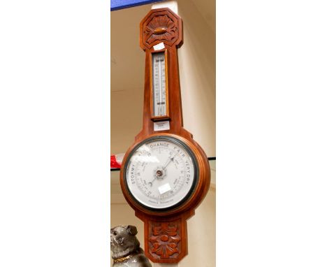 A mid 20th Century mahogany wall barometer