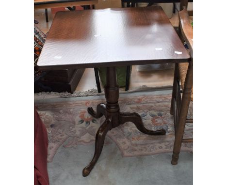 19th Century oak square tilt top tripod table