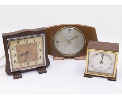 Three mantel/bedside clocks. Makes: (1) Elliott (2) Smiths Manual (3) Carraro