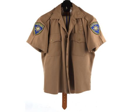 CHIPS: 'Ponch' Hero Police Rider Costume - comprises: Khaki coloured short-sleeve shirt with epaulettes, pockets, California 