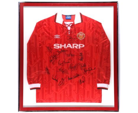 Manchester United Signed 1992/93 Home Football Shirt worn by Paul Ince - Signed 16 times from Uniteds first Premiership winni
