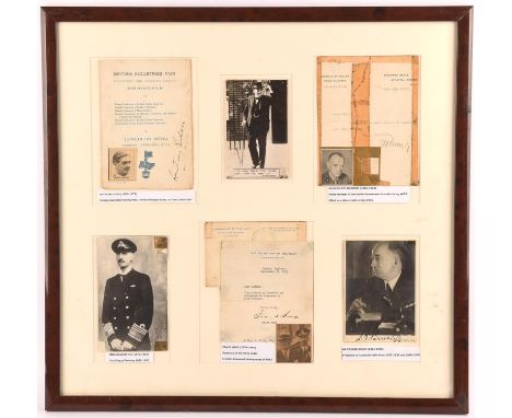 AMENDED ESTIMATE: WW2 Autographs: Collage display of six mounted Autographs, including Winston Churchill, Anthony Eden, and o