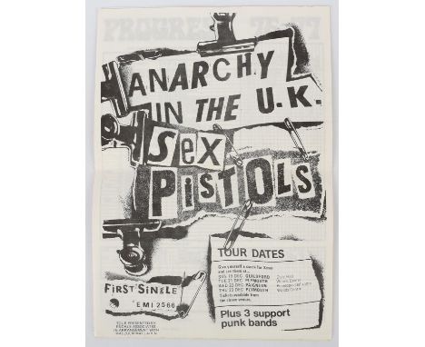 Sex Pistols - Torquay United AFC Programme 1976, with a black and white printed centre flyer, Anarchy in the U.K. Sex Pistols