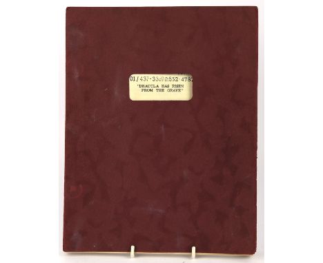 Hammer Film Productions Ltd., Dracula Has Risen from the Grave (1968) Original Script Inscribed by Freddie Francis to Alan Fr