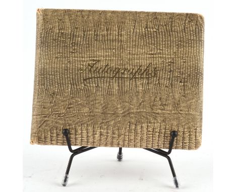 Autographs: stage, screen and music related, 1930s-1970s  Autograph album with faux snakeskin covers, all edges gilt, gift in